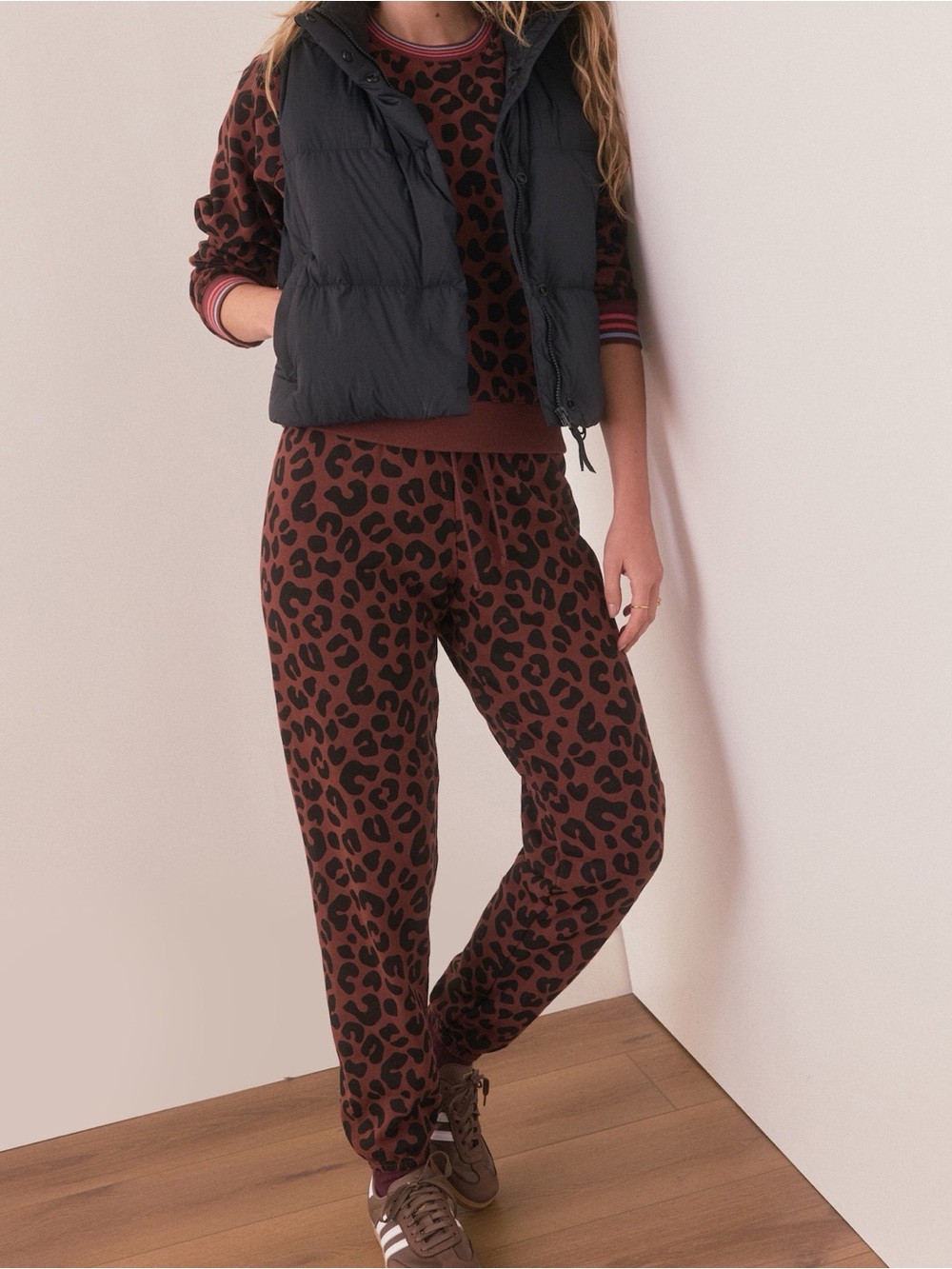 Marine Layer Black Brown Anytime Sweatpant Leopard Jogger Sz S